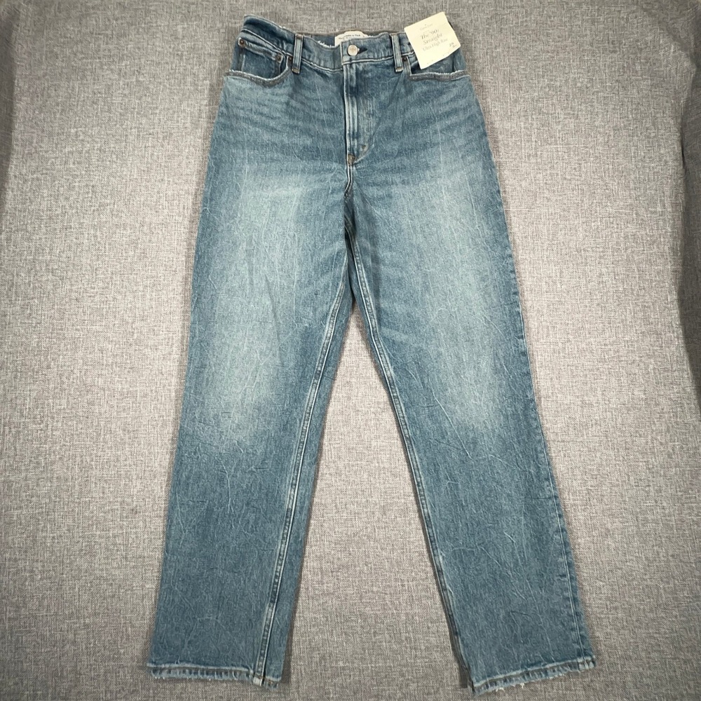 Abercrombie & Fitch 90s Straight Curve Love Jeans 29 8R Blue Ultra High Rise NEW